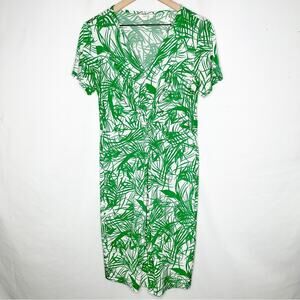 ALEXIS Green & White Short Sleeve Dress in Size 8 Tall